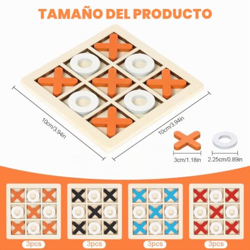 Miniatura 2 de Ainiv 12 Piezas Juego Tres En Raya Madera, Mini Tic Tac Toe, Juego De Mesa Ajedrez Xo Para Niños Y Adultos, Regalos Para Fiestas De Cumpleaños Y Actividades Familiares