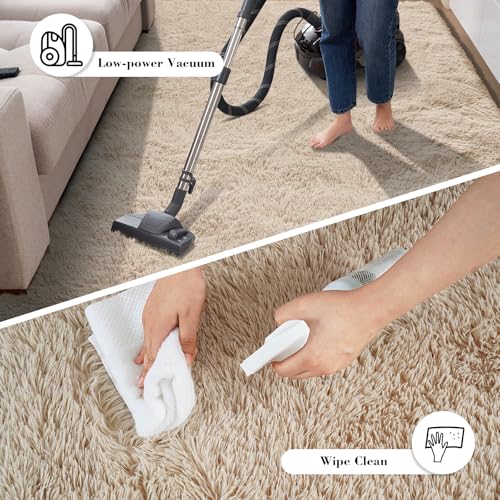 Soft Runner Rugs for Bedroom, Beige 2x8 Runners for Hallways Fluffy Rug Area Rug, Bedside Rug for Living Room Bedroom Kids Room Home Decor