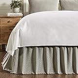VHC Brands Burlap Dove Grey Ruffled King Bed Skirt 78x80x16