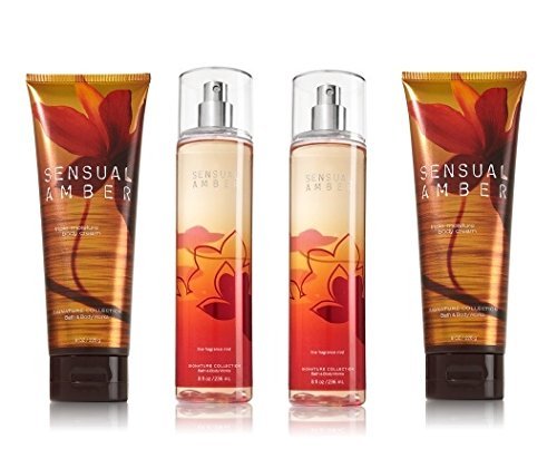 Bath & Body Works Signature Collection Sensual Amber Gift Set 2 Body Cream & 2 Fragrance Mist. Lot of 4 by Bath & Body Works