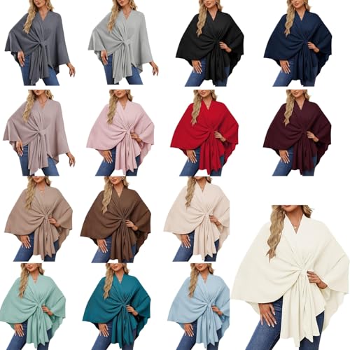 Shawl Poncho Wrap for Women, Women's Elegant Shawl Wraps Soft Open Front Poncho Sweater for Spring Fall Winter2