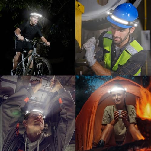 Head Torch Rechargeable, Super Bright 300° Wide Beam & Adjustable Spotlights LED Headtorch, 9 Modes Motion Sensor, 28 Hours Long Lasting, Waterproof Lightweight Headlamp for Camping Fishing Running - Image 9