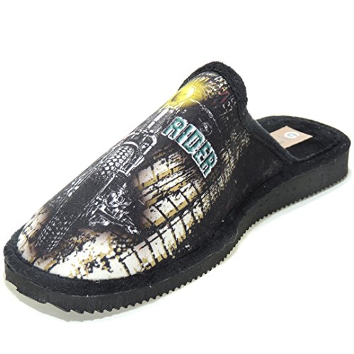 Gema Garcia 224-20 Zapatilla Chinela Casa Hombre Motivo Motos Destalonada Punta Cerrada Negro Talla 41