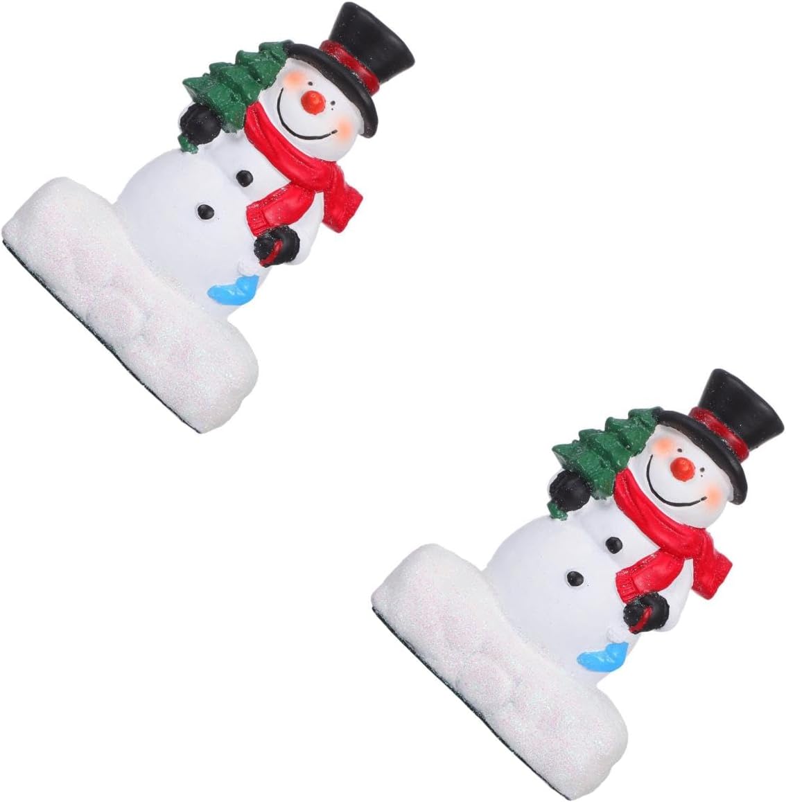LUOZZY 2pcs Mini Resin Snowman Figurines for Christmas Decoration Indoor Winter Holiday Micro Landscape Fairy Garden Ornaments