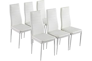 Karl Home White Leather Dining Chairs Set of 6