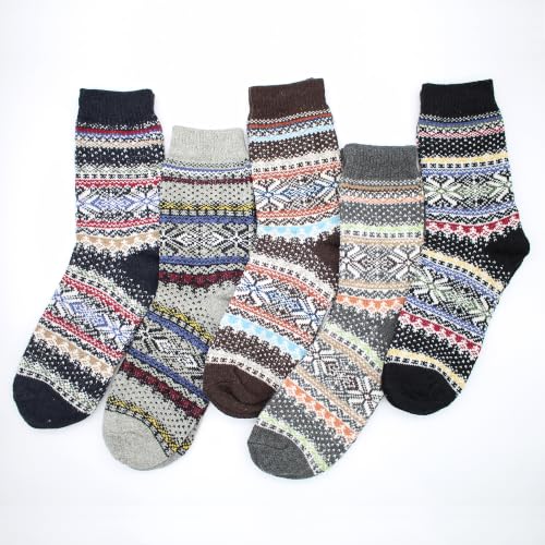 Image of Wool Socks for Women, Cozy Thermal Fall Winter Hiking Alpaca Warm Think Knit Comfy Crew Calf Socks