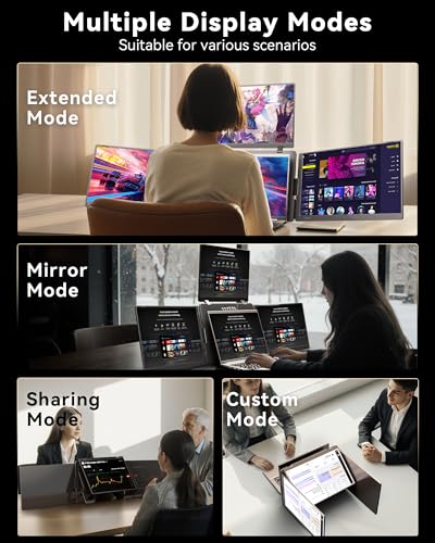Image of 14 inch Triple Screen Monitor Extender, Quad Monitors for 14-16.5 inch Laptops | 1 Cable for 3 Screens Portable Monitor, Travel Screen Extender, Compatible with Win MacOS, FHD 1200P IPS, USB-C /HDMI-S780 Pro