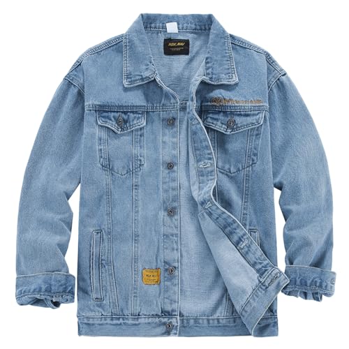 DOSLAVIDA Chaqueta vaquera clásica para hombre, estilo camionero, ligera, informal, lavada, desgastada. - - Medium