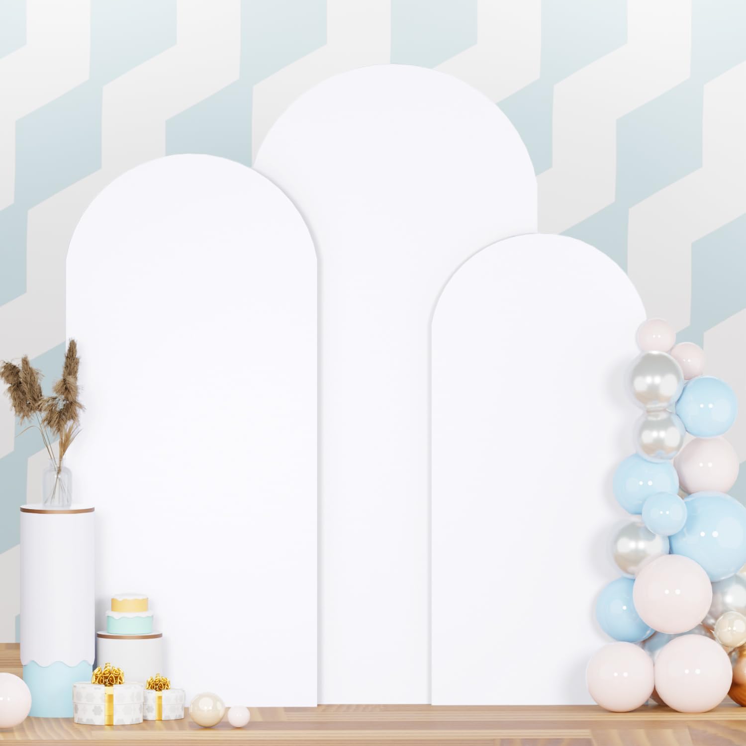 PATYDEST Arch Cover Set of 3 White Wedding Arched Backdrop Cover 4ft 5ft 6ft Spandex Fitted Arch Covers for Chiara Backdrop Stand Party Arch Frame