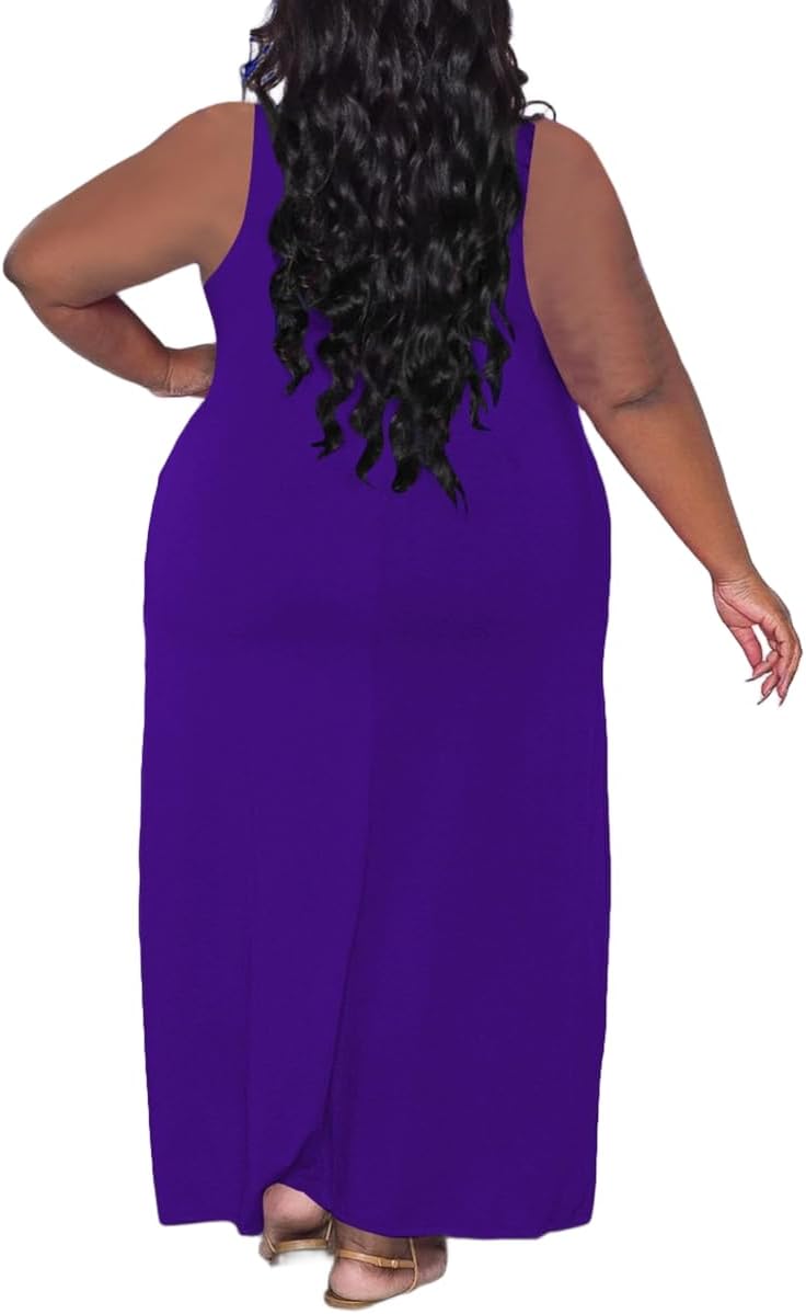 TOPSRANI Womens Plus Size Maxi Dresses for Women Oversize Casual Short Sleeve V Neck Loose Plain Solid Trendy Summer Dress - Image 5