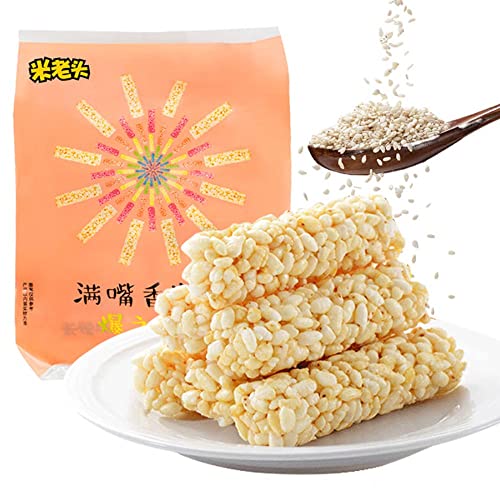 Crispy Rice Crackers Rice Crackers 350G (12.3Oz.) Sesame Flavor Organic Rice Snack Puffed Rice Roll Crispy Rice Roll Snack Rice Puff Stick Snack Crispy Rice Snack Crispy Rice Crackers Popcorn Sweet Rice Grains芝麻味米通 #TOP3