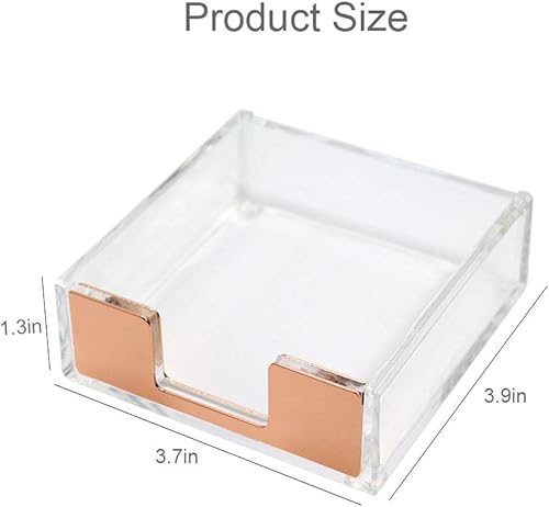 Miniatura 7 de Soporte de notas adhesivas de acrílico, organizador de escritorio, decoración para notas adhesivas de 3 x 3 (oro rosa)