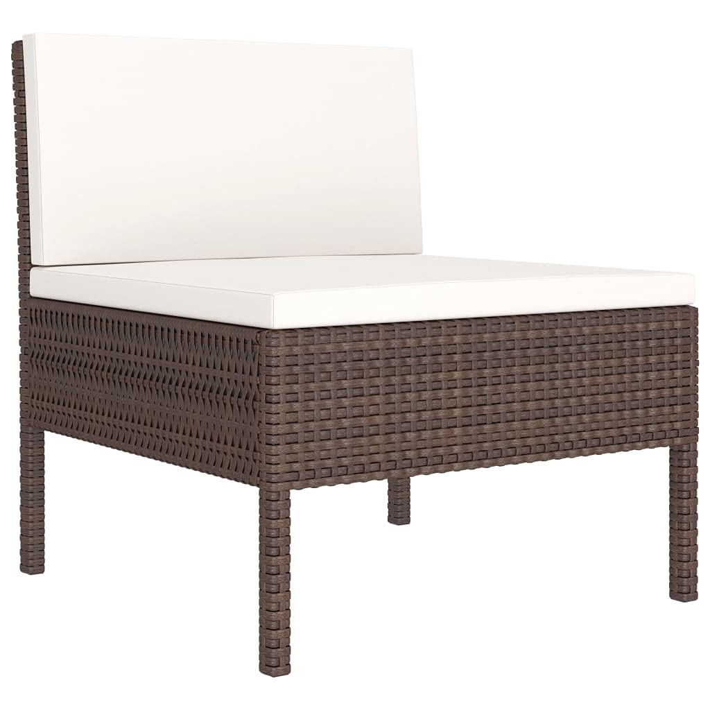 Set lounge da giardino con cuscini, in polyrattan, marrone, per giardino, terrazza, balcone, numero di articoli 110185