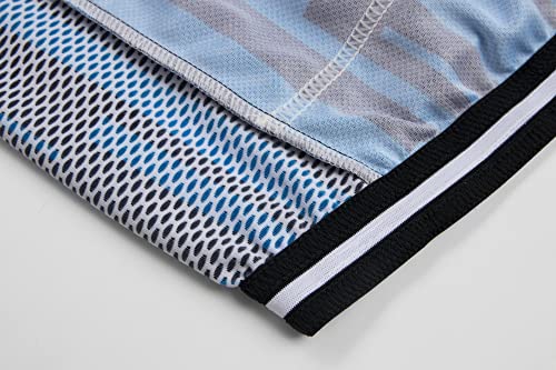 Coconut Ropamo CR Men's Cycling Jersey with 3+1 Zipper Pockets Short Sleeves Bike Jersey for Cycling, Breathable Quick Dry (Blue Stripe, S)