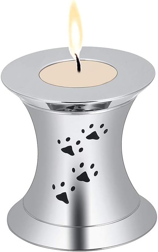 SHEIL 73mm Tall Stainless Steel Dog Paw Print Casket Keepsake Jewelry for Pet Cremation Urns Hold Memorial Ashes