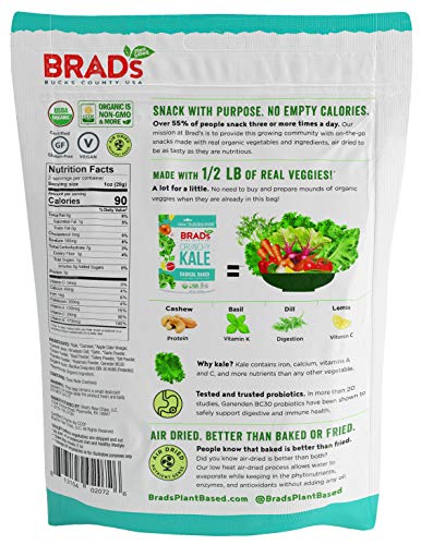 Brad's Plant Based Organic Crunchy Kale, Radical Ranch, 6 Bags, 12 Servings Total #TOP1