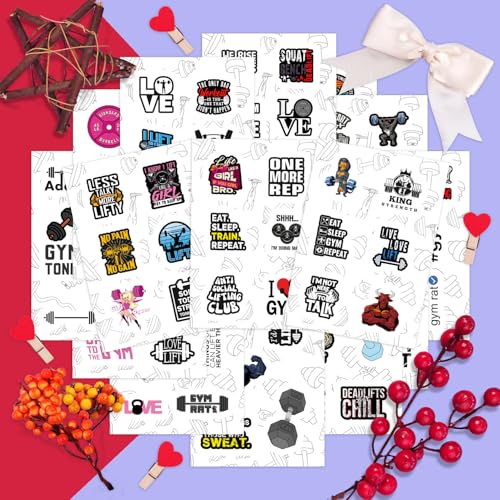 Image of 100Pcs Gym, Workout and Weightlifting Stickers for Water Bottle & Laptop - Workout Gifts for Women, Mom - Waterproof Vinyl Decals, Fitness Stickers, Gifts for Women & Men
