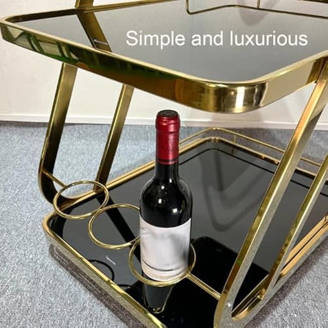 Trolleys Kitchen Cart Stainless Steel Glass Trolley Cart Square Rolling Cart Compression(E)-xhXaC3pY