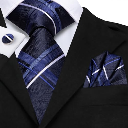 Image of Dubulle Mens Tie and Lapel Pin Paisley Striped Floral Necktie for Men Pocket Square Cufflinks 4PCS Set Wedding Party