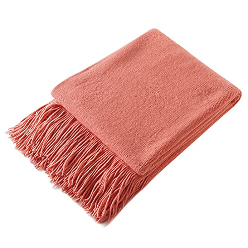 Homiest Decorative Knitted Throw Blanket With Fringe Soft & Cozy Tassel Blanket For Couch Sofa Bed (Orange,50X60) #TOP3