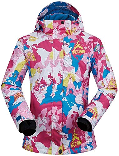 Veste de ski imperméable rose et bleue pour femme taille XL