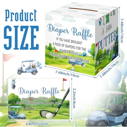 Image of Teling 51 Pieces Diaper Raffle Tickets with Card Box,Golf Style