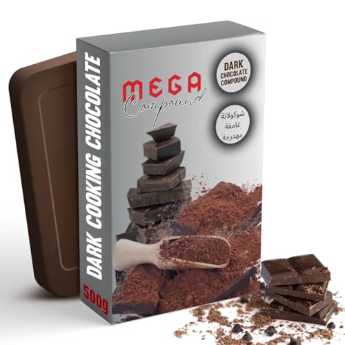 Mega Dark Chocolate Compound Block/Bar 500g - Premium Cooking Chocolate for Baking Desserts Cakes Cookies and Confectionery