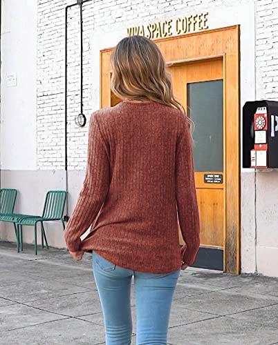 Lightweight Sweaters For Women Long Sleeve Crewneck Fall Pullover Sweater Tops (Caramel,M) #TOP1