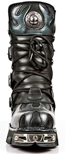 Amazon.com | New Rock Newrock 591-S2 Silver Flame Metal Black