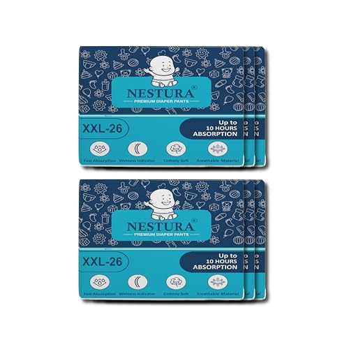 Image of Baby Diapers Pants Double Xl XXL size with Wetness Indicator (15-25 kg), Combo Pack of 6 (156 Count)