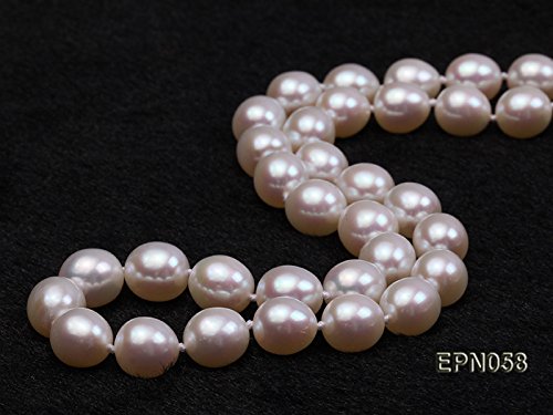 JYX 7-8mm Natural Oval White Freshwater Pearl Necklace Single Strand 20" - Image 6