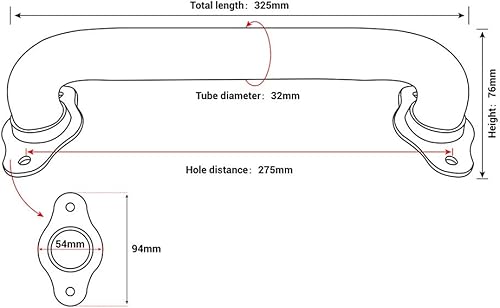 Miniatura 7 de Barandillas de mano para escaleras de montaje en pared de 12 pulgadas para interiores, pasamanos de tubo de metal de 1 pie, barandilla de seguridad