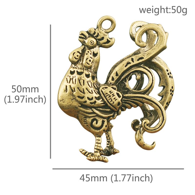 Estatua de gallo en cobre decorativa de escritorio miniatura 2