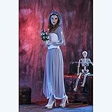 HLONGG Fantasma de Novia señoras señorita Disfraz de Disfraces de Disfraces de Disfraces del Vestido de la Novia del cadáver con el Vestido de Novia Muerto del Velo para el Cosplay,L