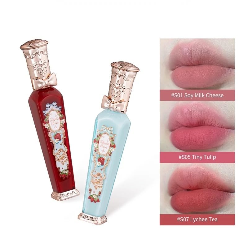 Miniatura 7 de Flower Knowsss Fresa Rococó Nube Lápiz labial Líquido Crema Esmalte de labios Té con leche mate Maquillaje coreano Brillo de labios de larga