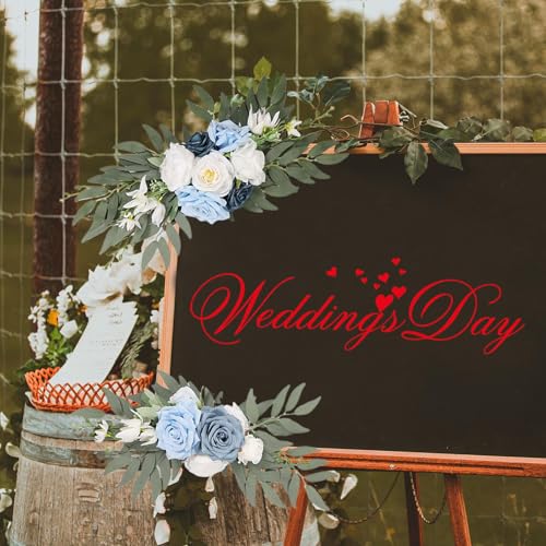 Guirnalda de rosas artificiales azules para solucionar decoración de bodas 8