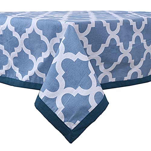 Texstylers Blue Pure Cotton Abstract Pattern Jaipuri Style 4 Seater Dining Table Cloth Cover,Color 05