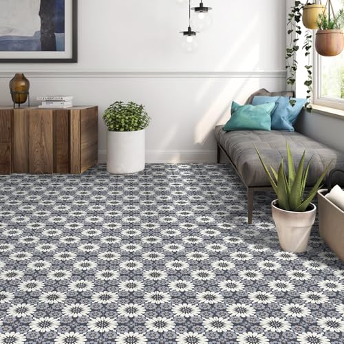 YXTII 20 Pcs Peel and Stick Floor Tile, 8" x 8" Deep Purple Gradient Vinyl Flooring Floor Tiles Peel and Stick Waterproof for RV, Kitchen, Dining Room, Bedrooms, Bathrooms - Thumbnail 7