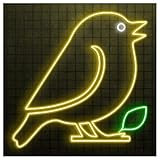 SHOUXI Decoración Lámparas Letrero De Neón Con Forma Canario, Ideal Para Decorar La Pared Una Tienda Mascotas Brillo Ajustable 38cm