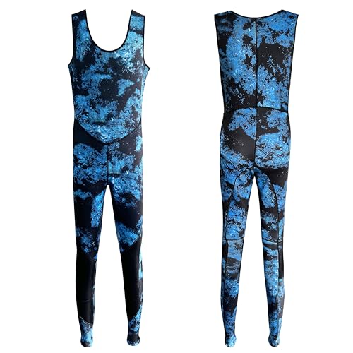 HOT Camouflage Long Sleeve Fission Hooded 2 Pieces of 3MM Neoprene Submersible Suit for Men Keep Warm Waterproof Diving Suit (Light Blue, X-Large, 3, Millimeters)