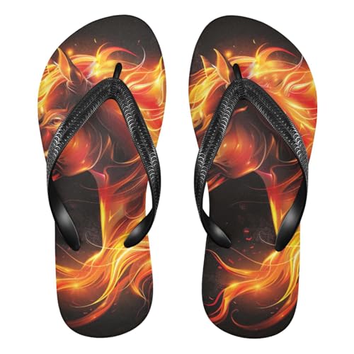 Gold Flame Horse Flip Flop Beach Summer Casual Sandal for Women & Men Shower Shoes 20856510
