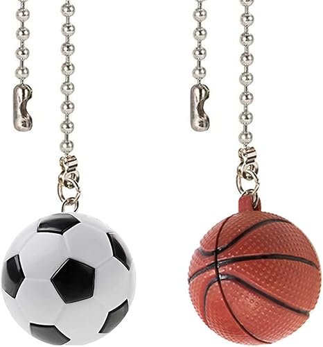 Miniatura 6 de Cadena de ventilador de techo con extensión decorativa de 12.0in de fútbol y béisbol adornos colgantes de ventilador para lámpara de techo (níquel)