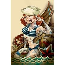 Sailor Girl Tyson McAdoo Neo Traditional Tattoo Nautical Pin Up Canvas Art Print