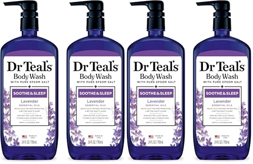Dr Teal's Body Wash with Pure Epsom Salt, Soothe & Sleep with Lavender, 24 fl oz (Pack of 4) - image 1