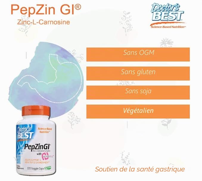 Dr. Best's Pep Zin GI, végétalien, 120 capsules