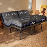 AMADA HOMEFURNISHING Split King Adjustable Bed with Mattress, 14-Inch, 3-Motor Adjustable Bed with Massage, Head & Foot Lift, Headrest Tilt, Zero Gravity, Anti-Snore, App & Remote Control, Easy Setup