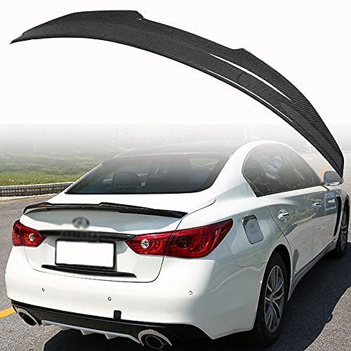Jie Norman Rear Trunk Spoiler Wing JDM Style Fits for 2014-2020 Infiniti Q50 M4 Look Carbon Fiber Style