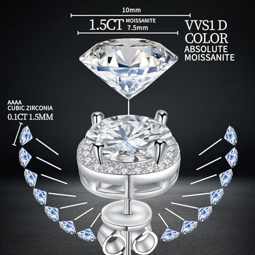 Moissanite Stud Earrings for Womens 3-4 Carat S925 Sterling Silver Earrings for Women D Color VVS1 Clarity Moissanite Earrings2