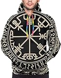 Gedruckt. HTHYTJC Men\'s Hoodie Viking Design. Magical Runic Compass Vegvisir, in The Circle of Norse Runes Sweatshirt S