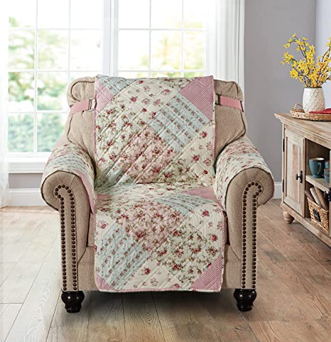 Brilliant Sunshine Capa para cadeira acolchoada de retalhos rosa e verde, 58 cm de largura, protetor